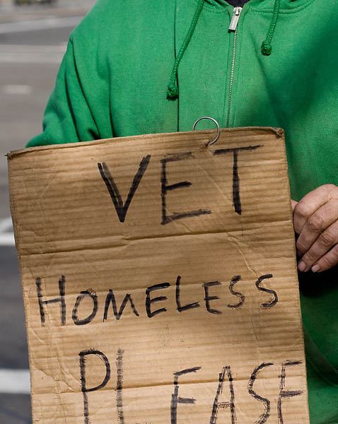 This is a commonly seen sign on the streets. Veterans have different theories as to why so many soldiers have ended up homeless. Some believe the men were already destined for homelessness, while others think the war affected them to a point of no return.