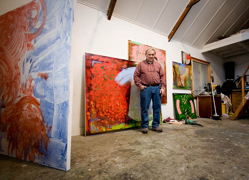 At his painting studio in Eugene, Oregon