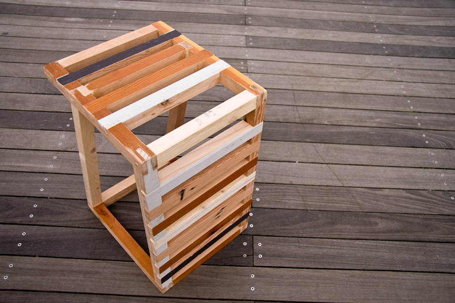 This stool, made entirely from reclaimed wood, has been one of Sean's major projects.