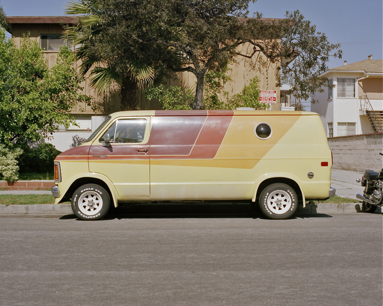 Yellow Dodge with Tri-Tone Stripes Near Pico Boulevard, Santa Monica, CA Spring 2007